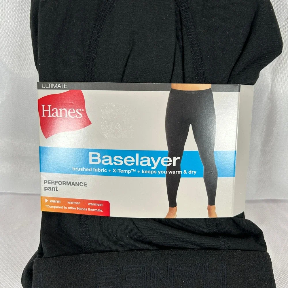 Hanes Ultimate Performance Baselayer Pant Mens 2XL Black X-Temp Thermal UTBPB1